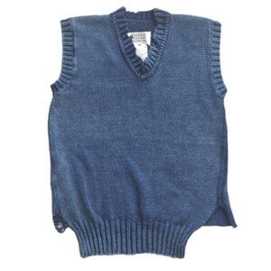 Maison Margiela Blue Distressed Cotton Knit Sweater Vest S